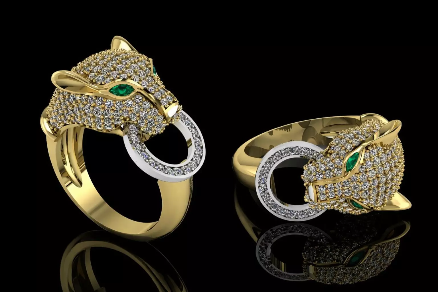 Panther Ring Jewelry Gold Brand 3D print model
