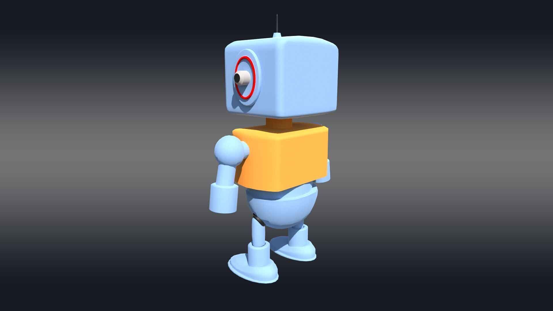 Cartoonish Robot Low-poly 3D model_3