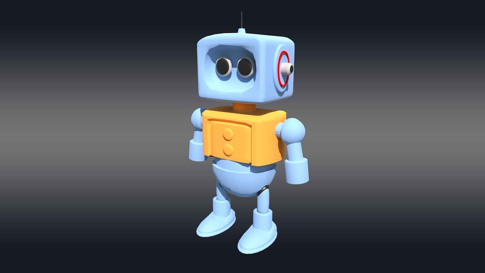 Cartoonish Robot Low-poly 3D model_1