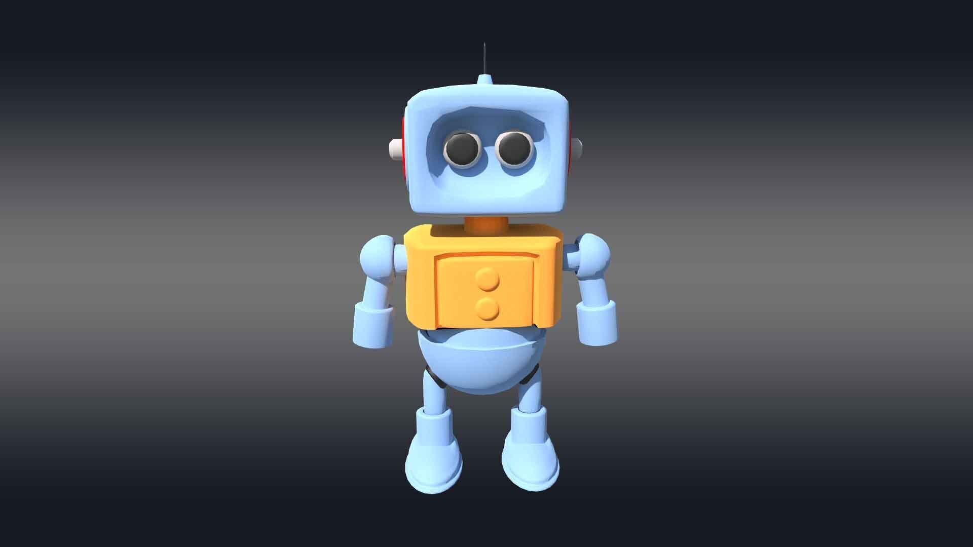 Cartoonish Robot Low-poly 3D model_2