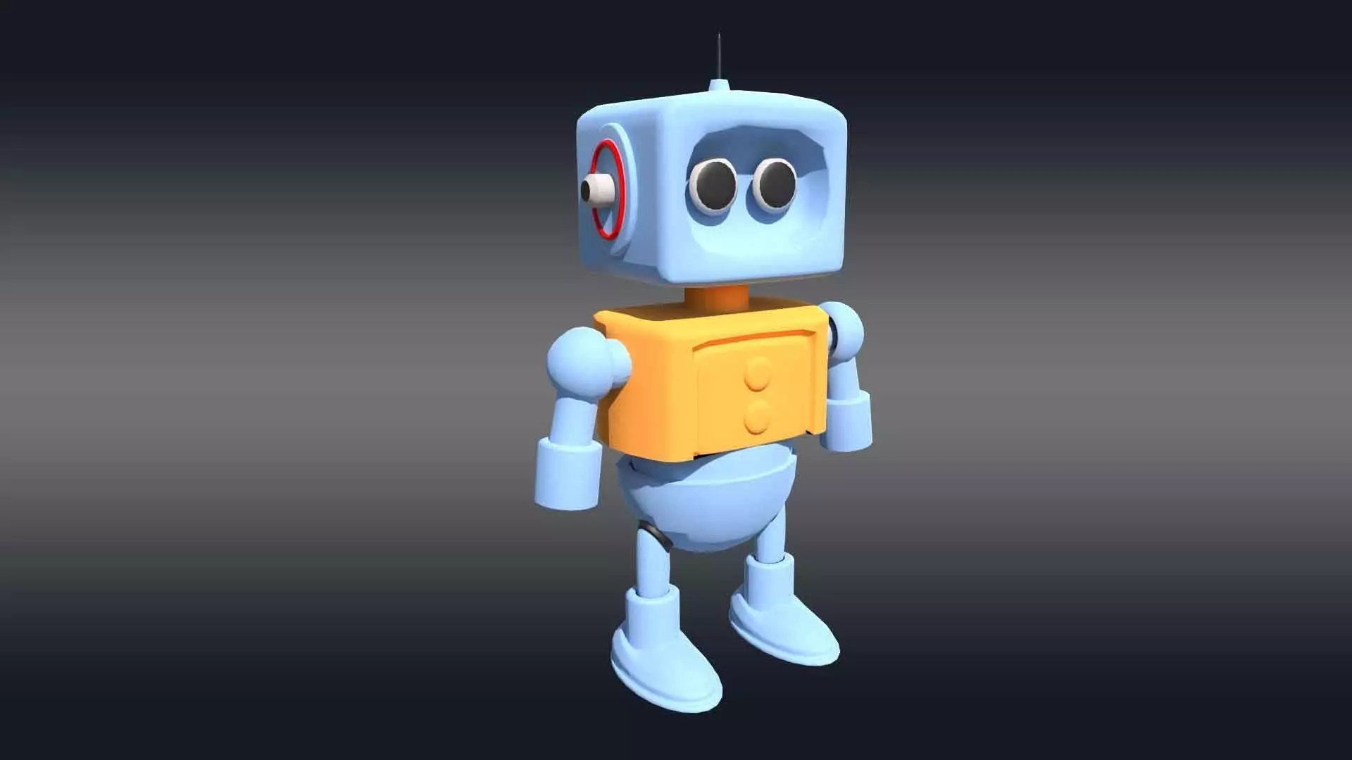 Cartoonish Robot Low-poly 3D model_0