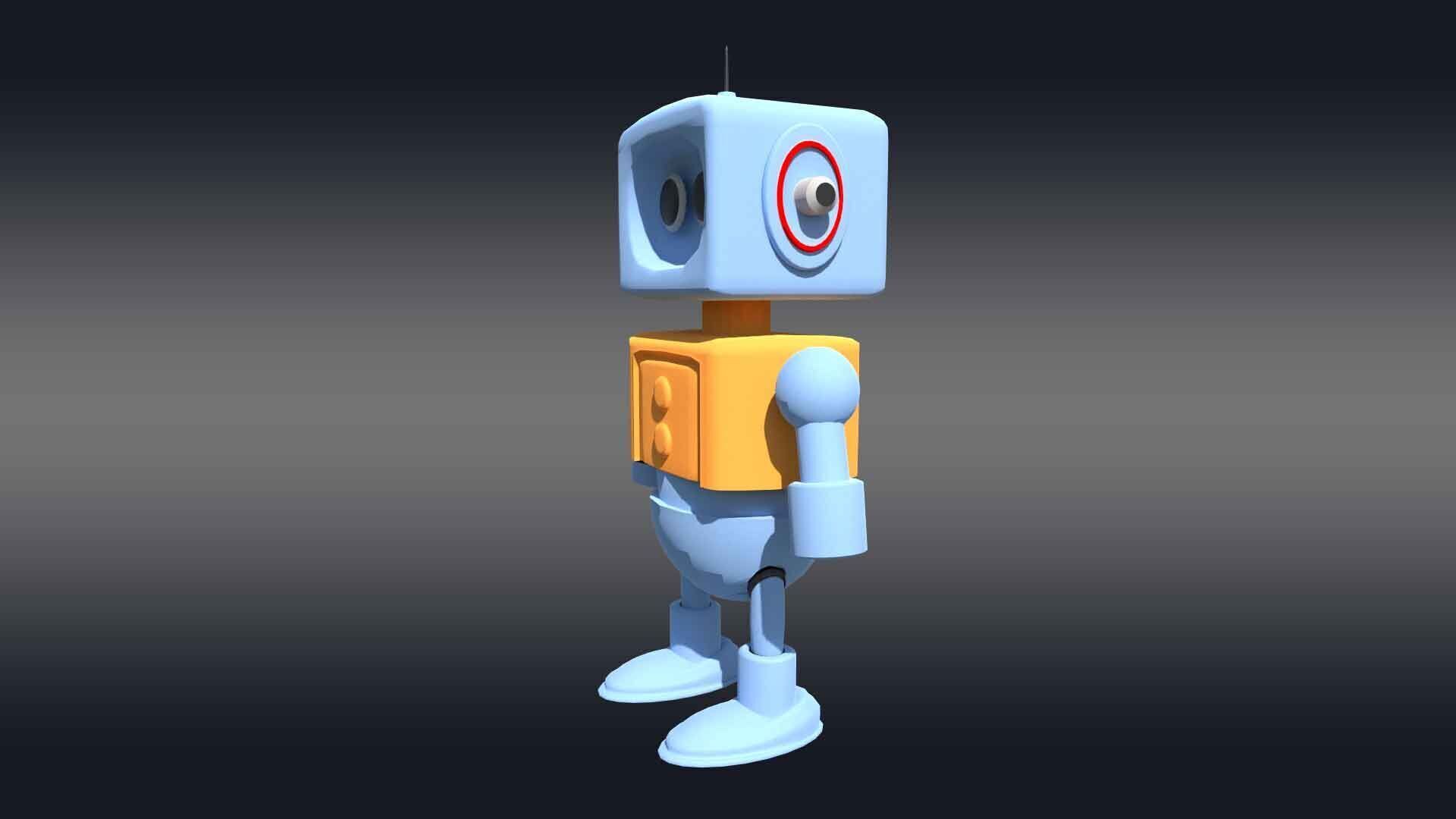 Cartoonish Robot Low-poly 3D model_5