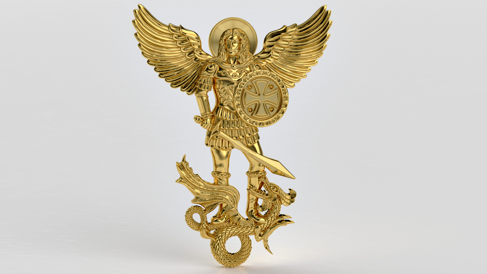 Archangel Michael slays the dragon 3D print model_7