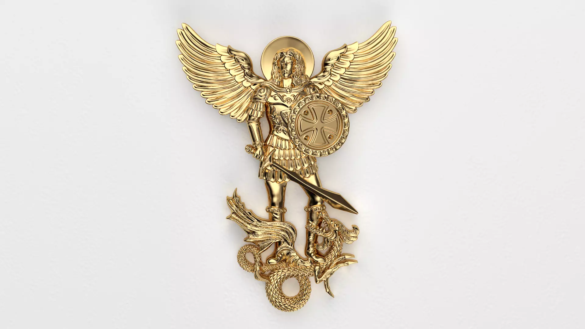 Archangel Michael slays the dragon 3D print model_0