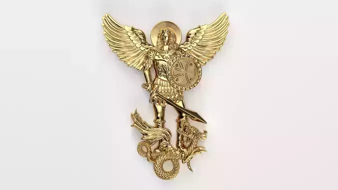 Archangel Michael slays the dragon 3D print model
