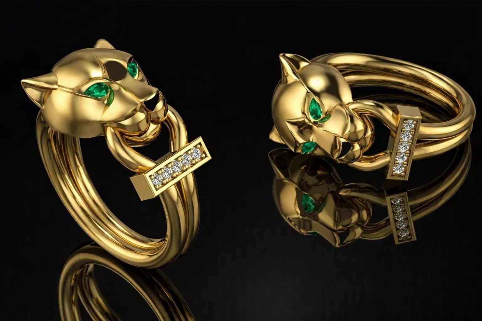 Panther Ring Gold 3D print model