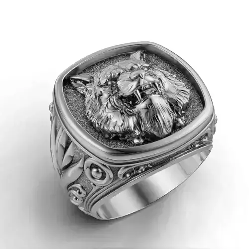 Tiger ring silver gold jewelry printable model