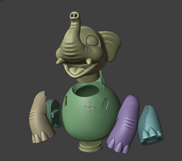 Chibi Elephant Piggy Bank 3D print model_3