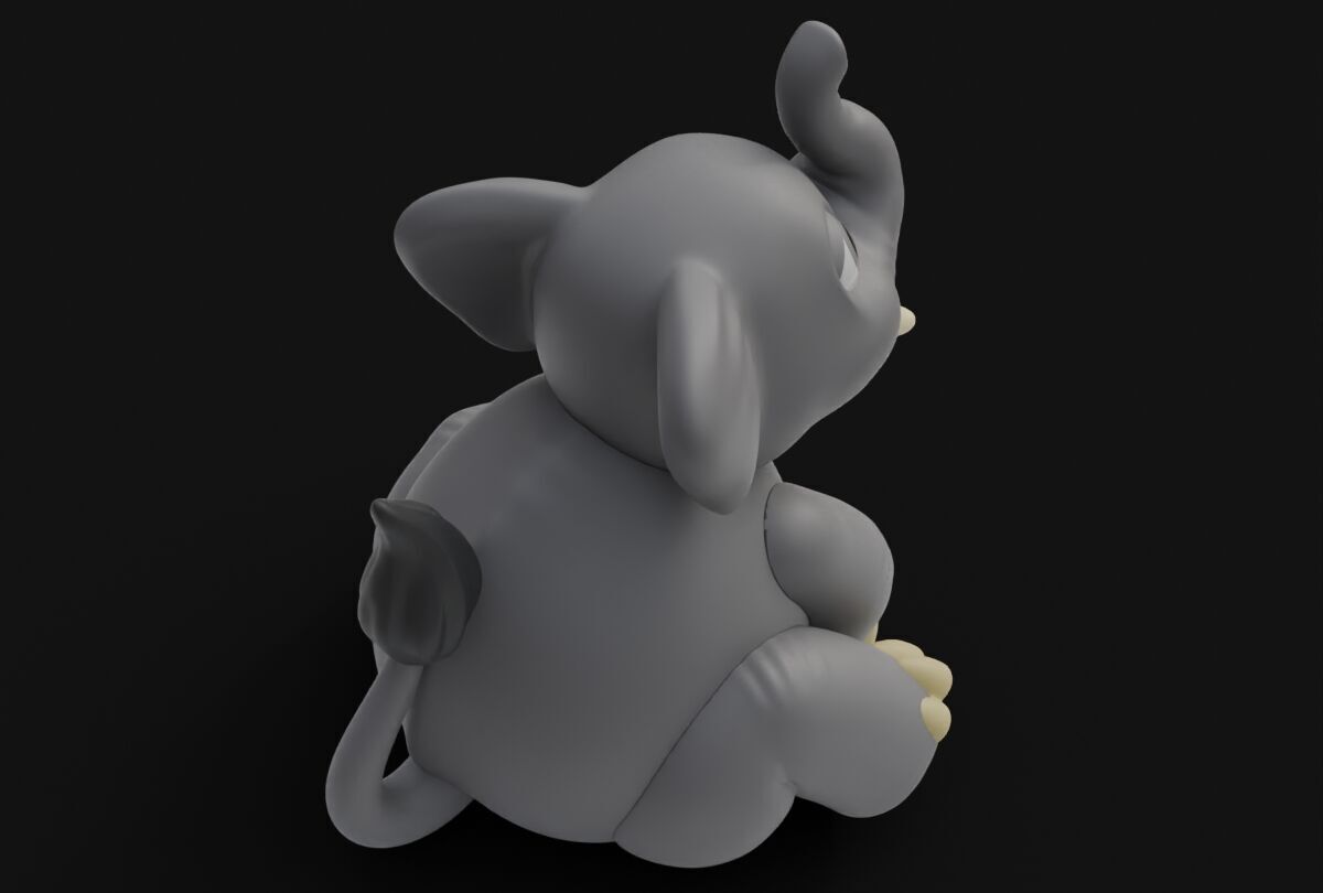 Chibi Elephant Piggy Bank 3D print model_1