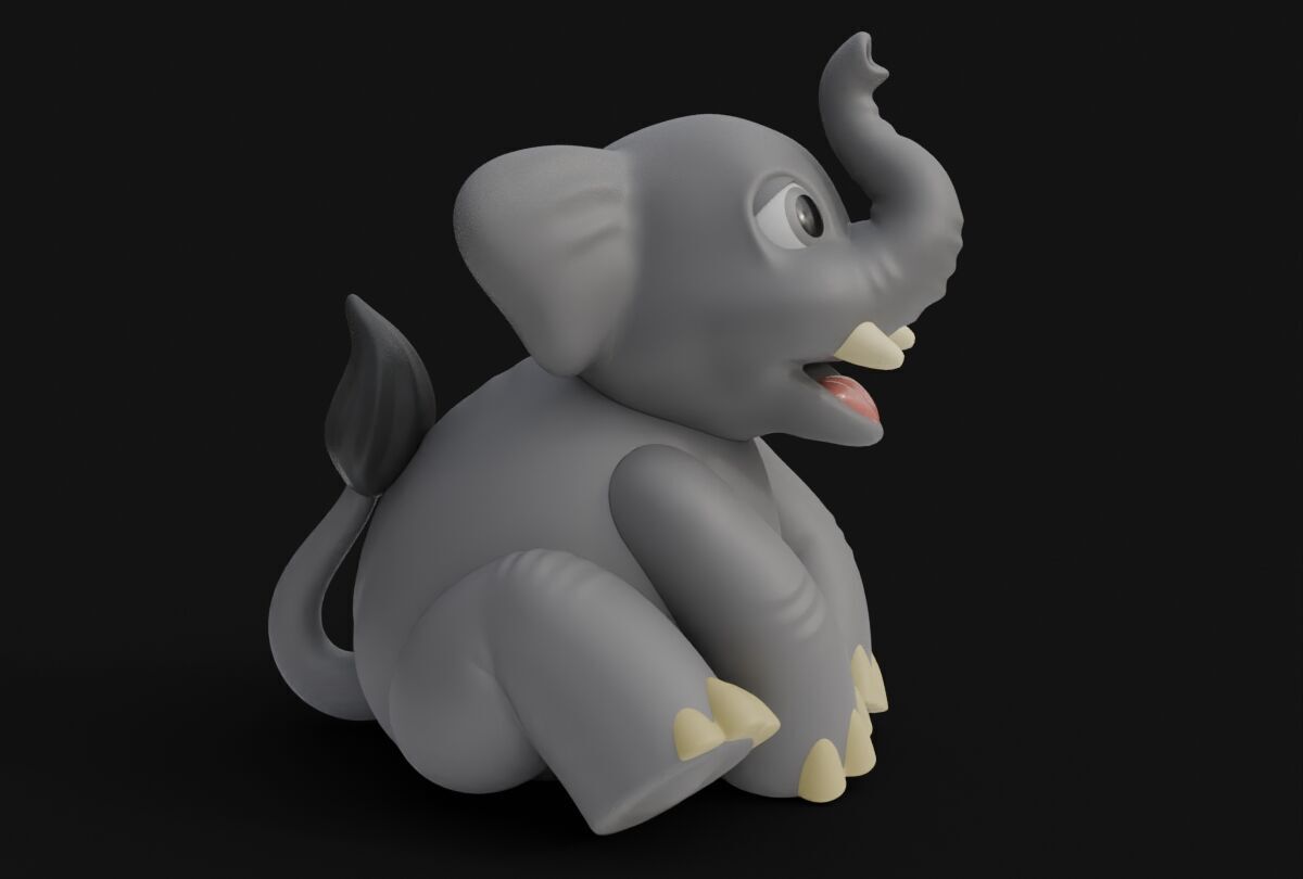 Chibi Elephant Piggy Bank 3D print model_6