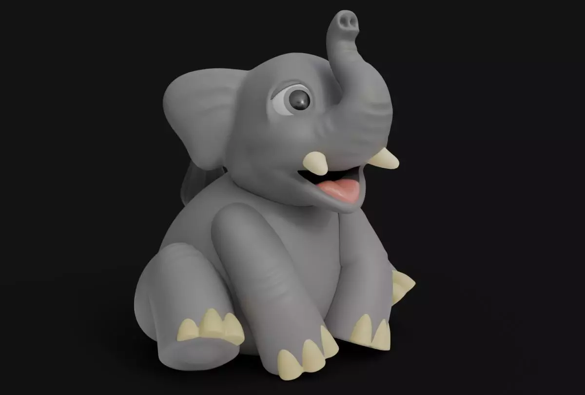 Chibi Elephant Piggy Bank 3D print model_0