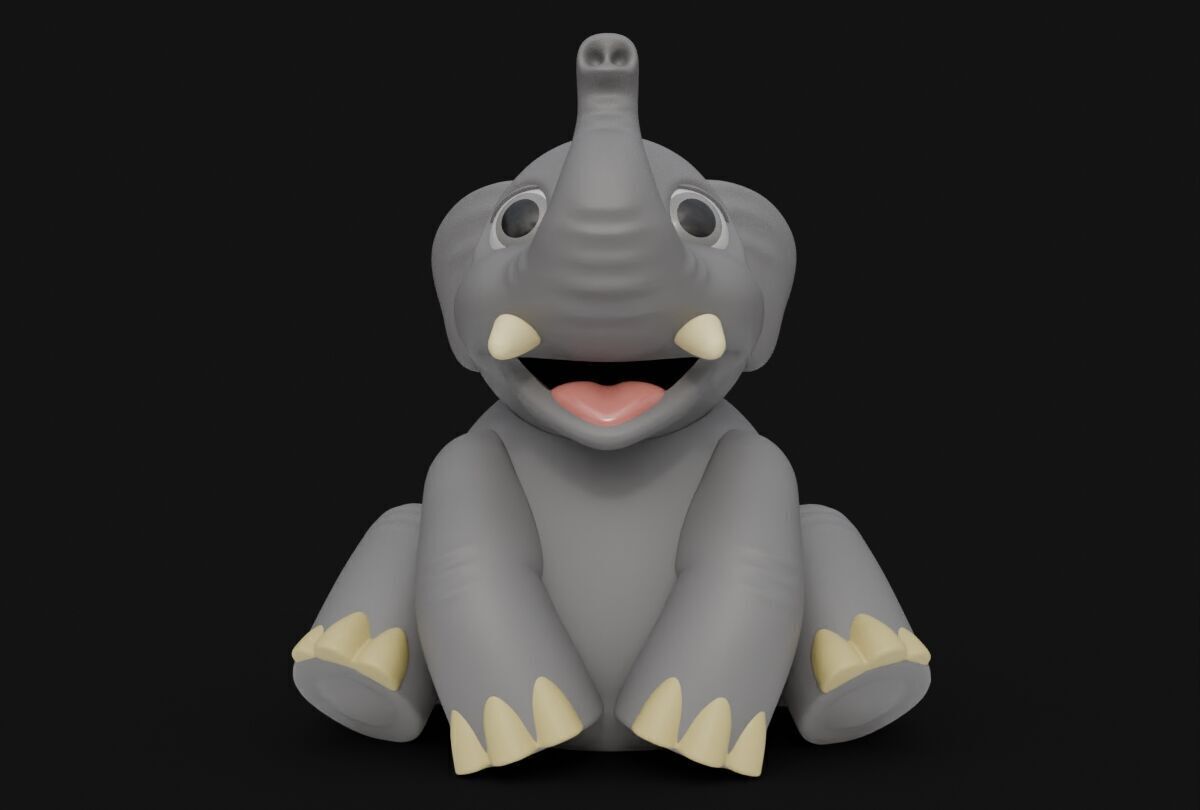 Chibi Elephant Piggy Bank 3D print model_2