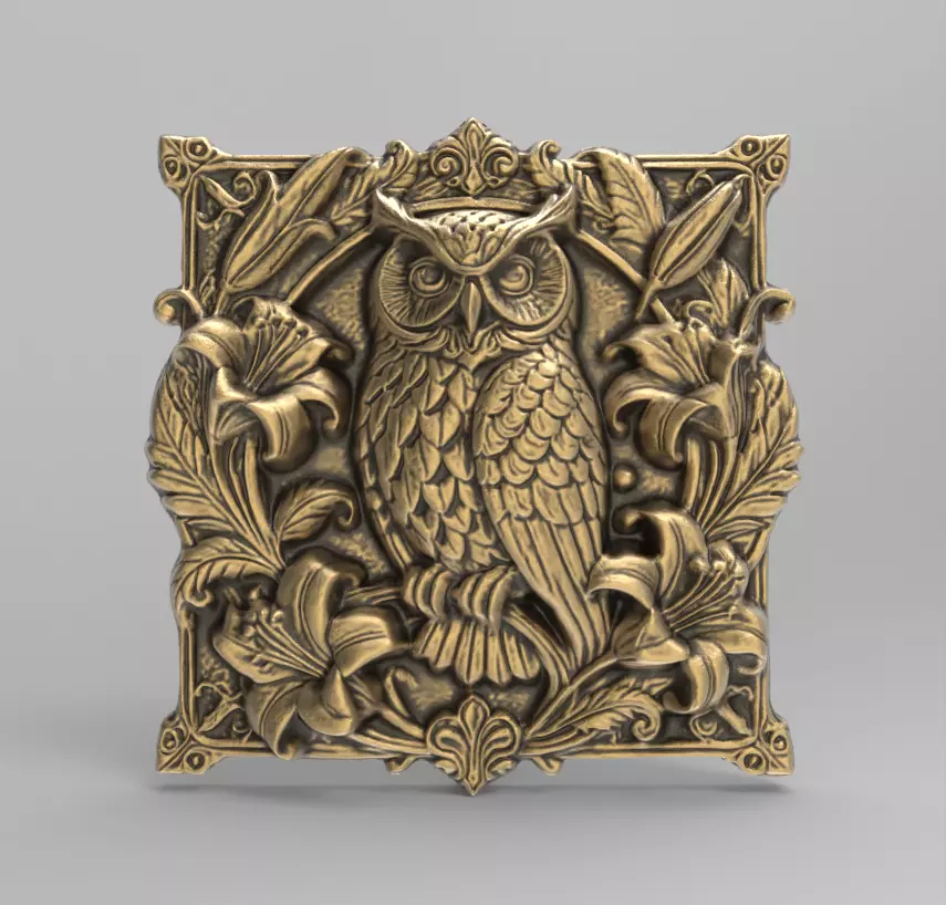 Owl Bas-Relief 3D Model for CNC Carving and 3D Printing 3D print model