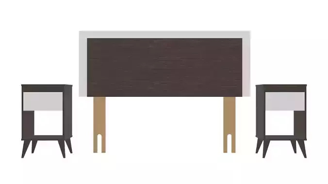 Contemporary Bed Headboard with Nightstands