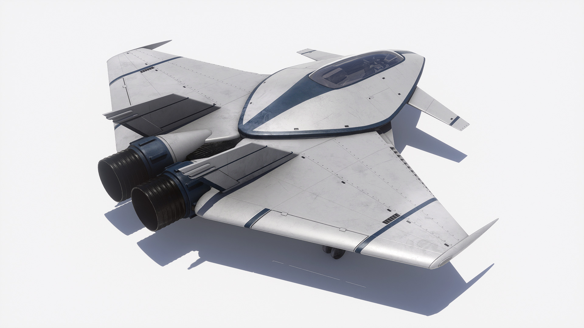Pro Futuristic Spacecraft Jet Rigged Low-poly 3D model_3