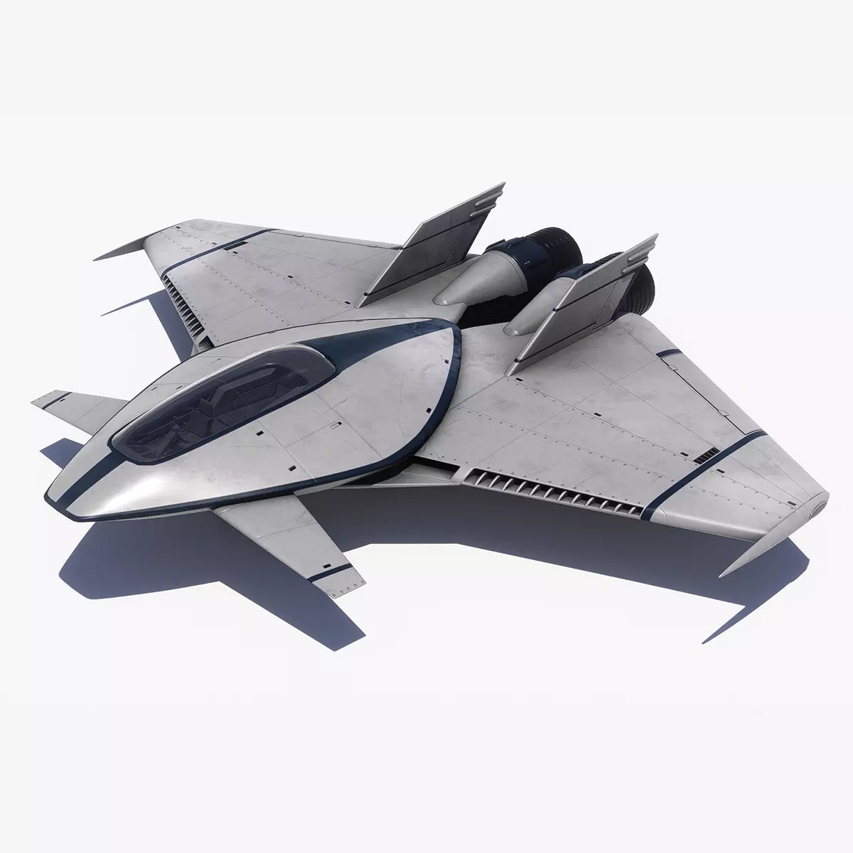 Pro Futuristic Spacecraft Jet Rigged Low-poly 3D model_0