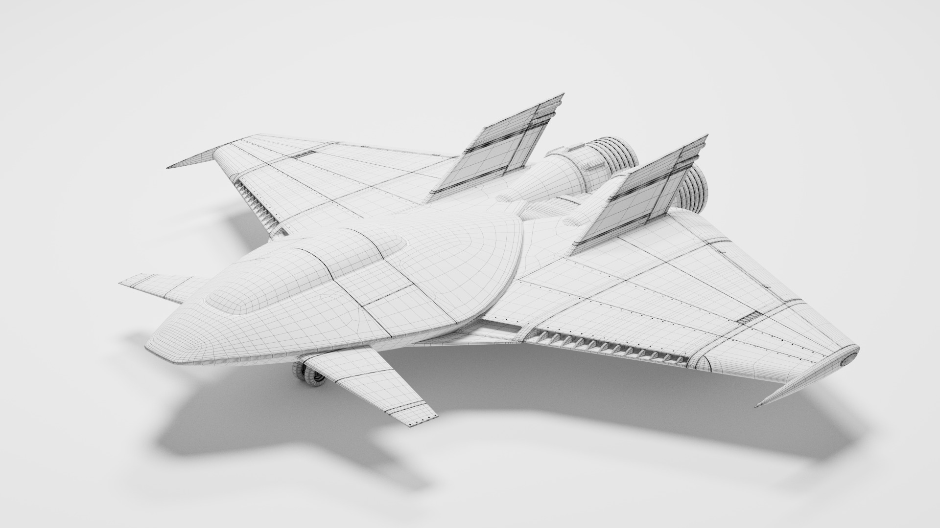Pro Futuristic Spacecraft Jet Rigged Low-poly 3D model_9