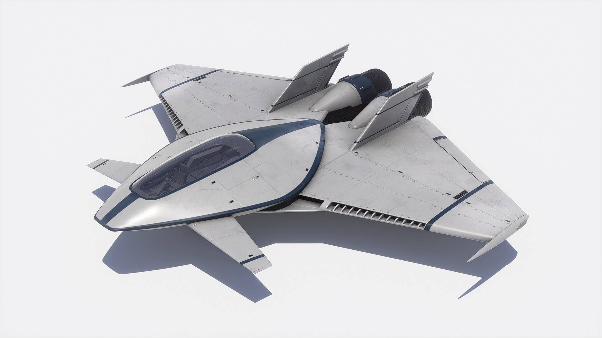 Pro Futuristic Spacecraft Jet Rigged Low-poly 3D model_2
