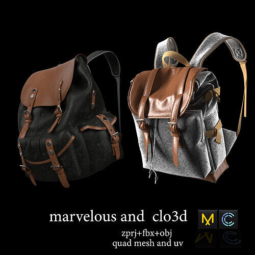 The bag made in Marvelous Designer is perfect for gaming 3D model