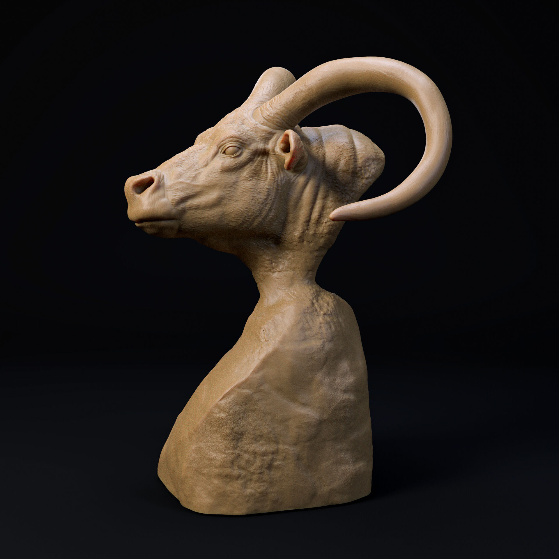 Pelorovis oldowayensis bust - pre supported 3D print model_1