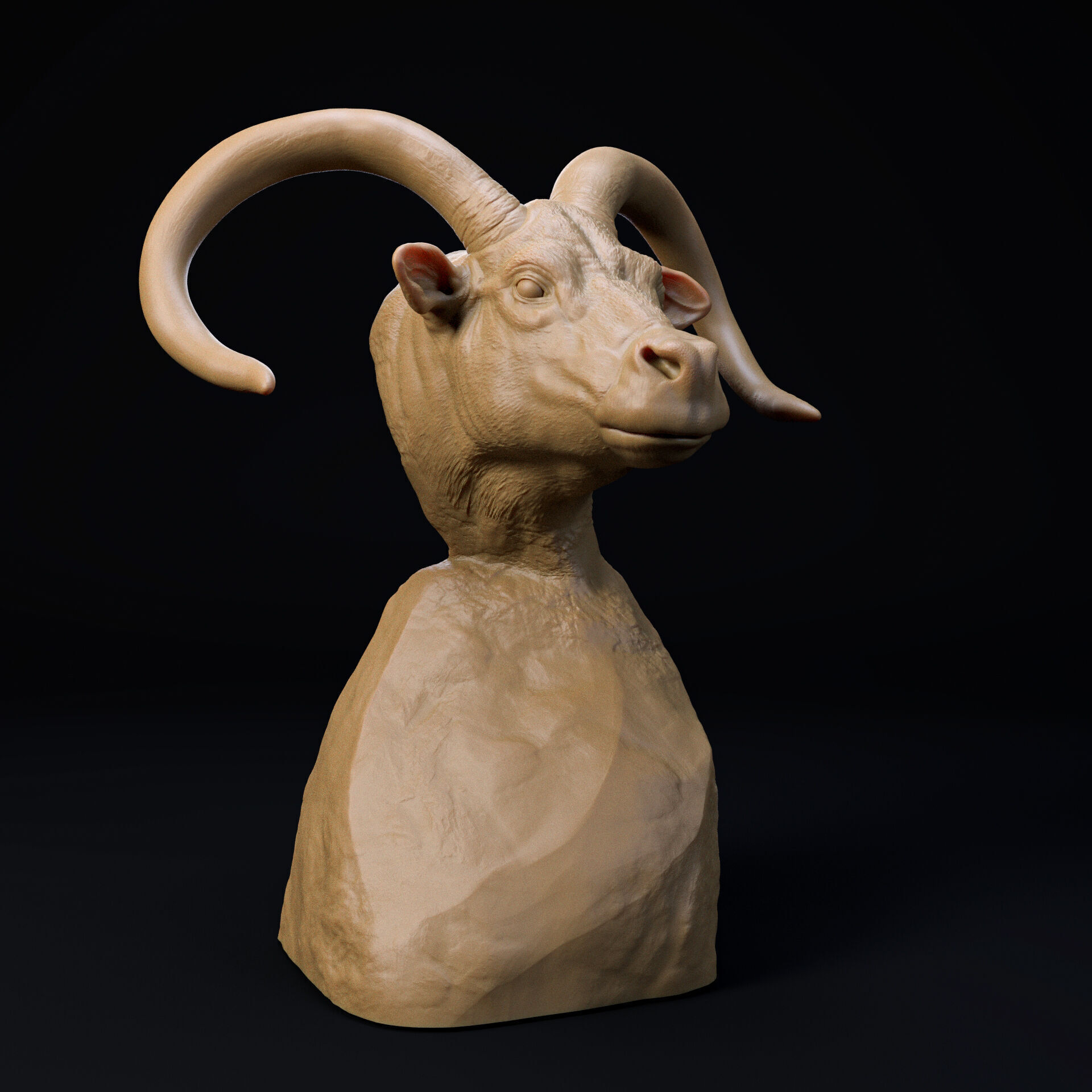 Pelorovis oldowayensis bust - pre supported 3D print model_2