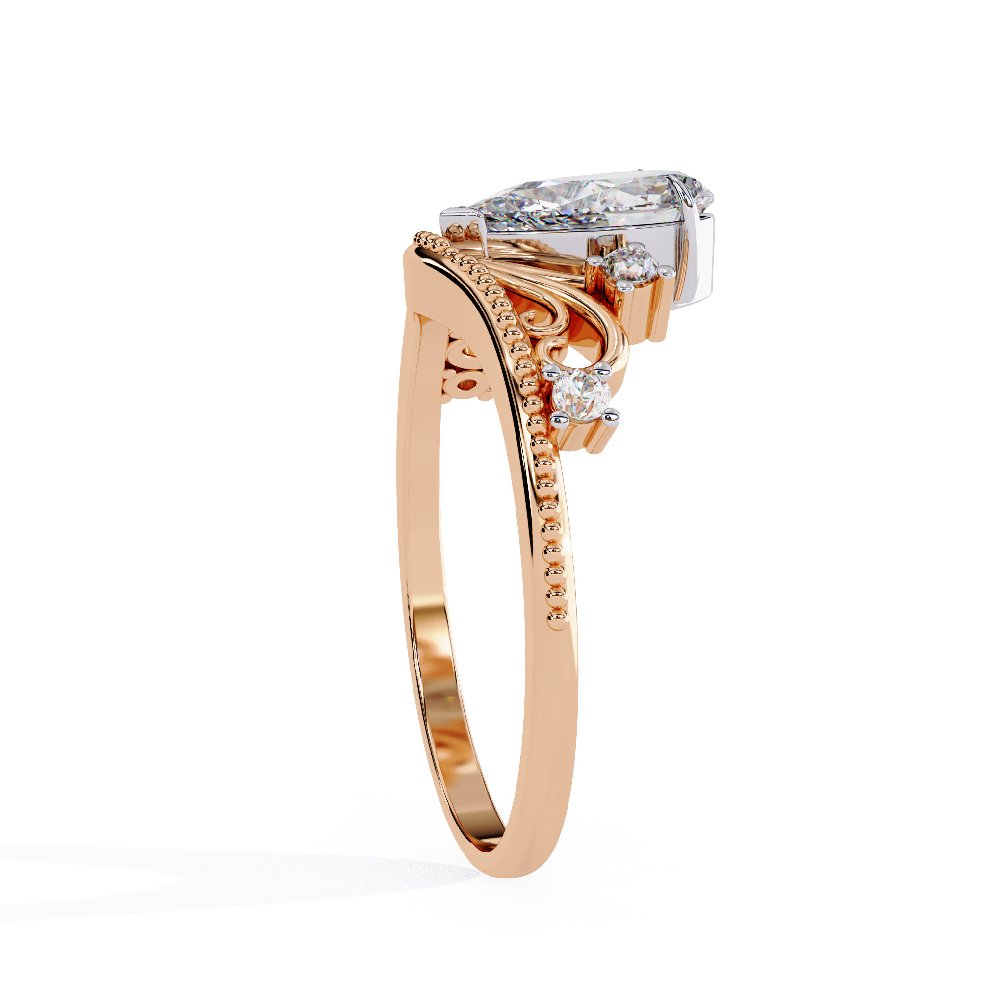 Crown Solitaire Diamond Ring 360 animation renders 3dm stl  3D print model_13