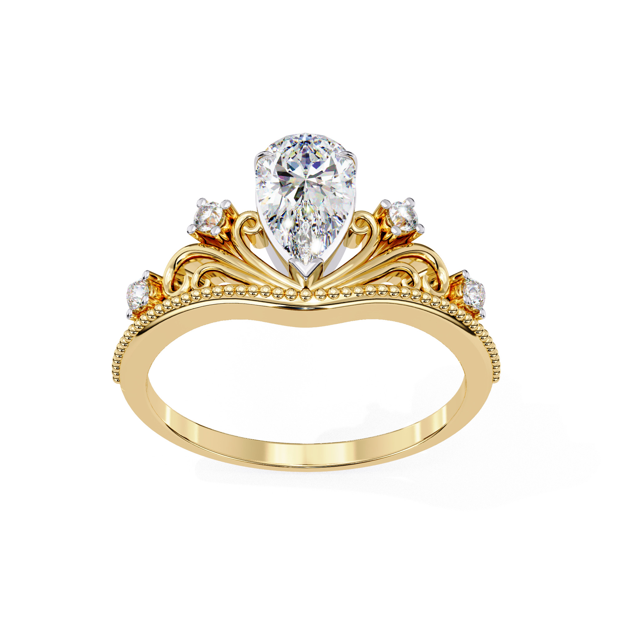 Crown Solitaire Diamond Ring 360 animation renders 3dm stl  3D print model_9