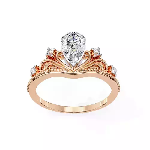 Crown Solitaire Diamond Ring 360 animation renders 3dm stl  3D print model