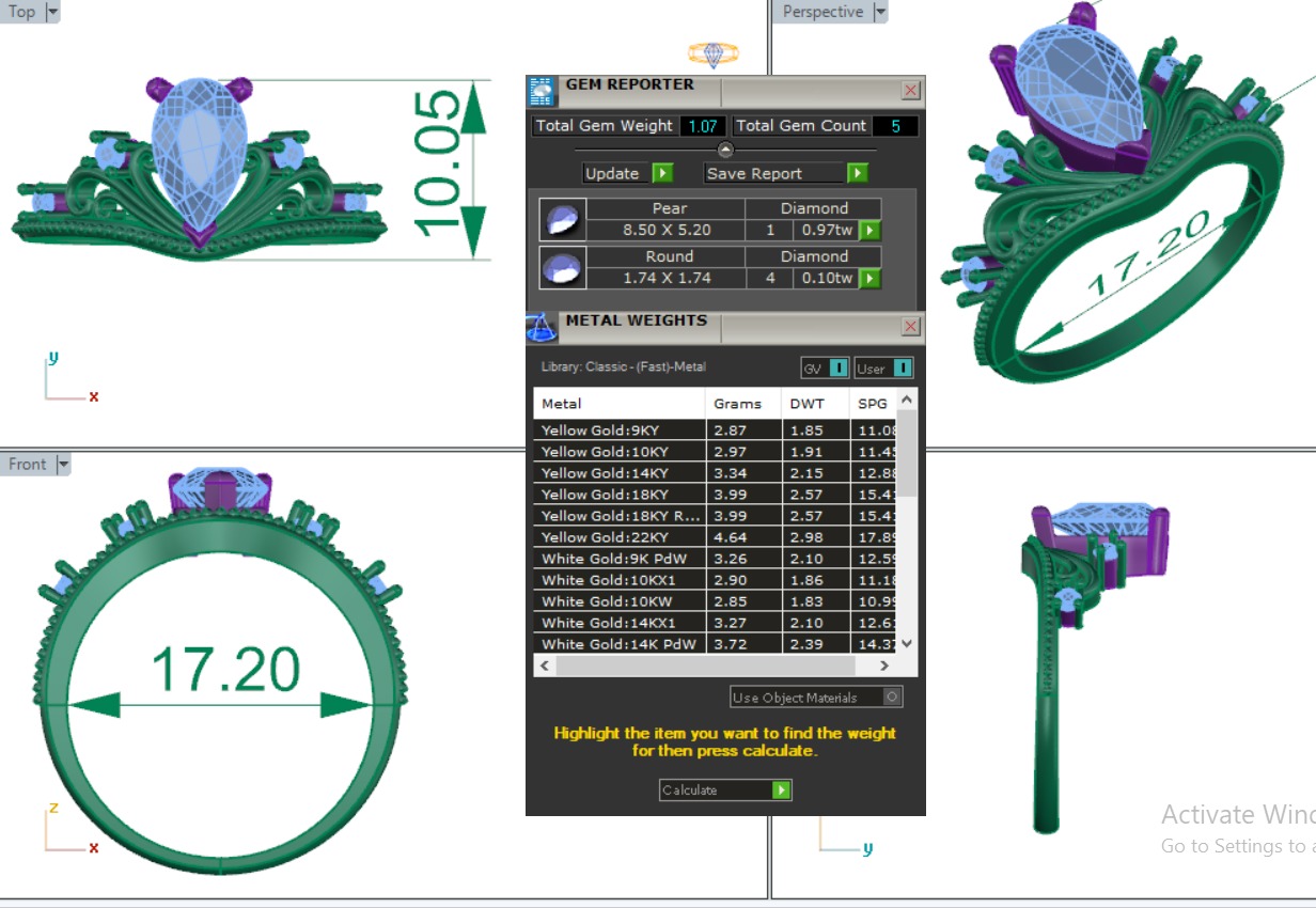 Crown Solitaire Diamond Ring 360 animation renders 3dm stl  3D print model_2