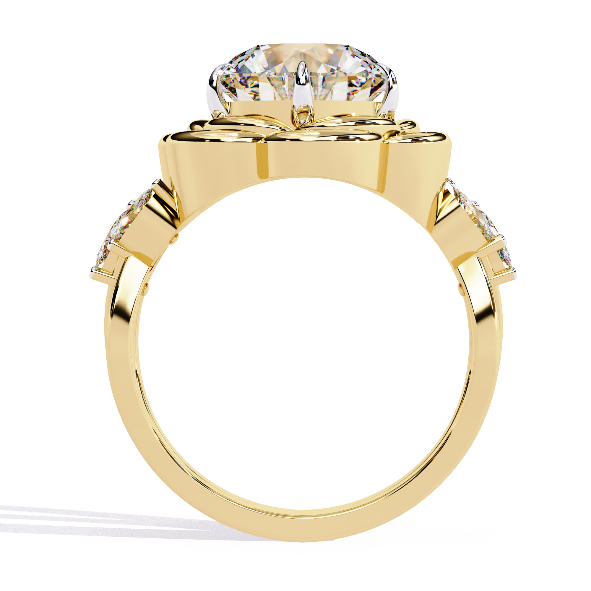 Flower Solitaire Diamond Ring 360 animation renders 3dm stl 3D print model_10