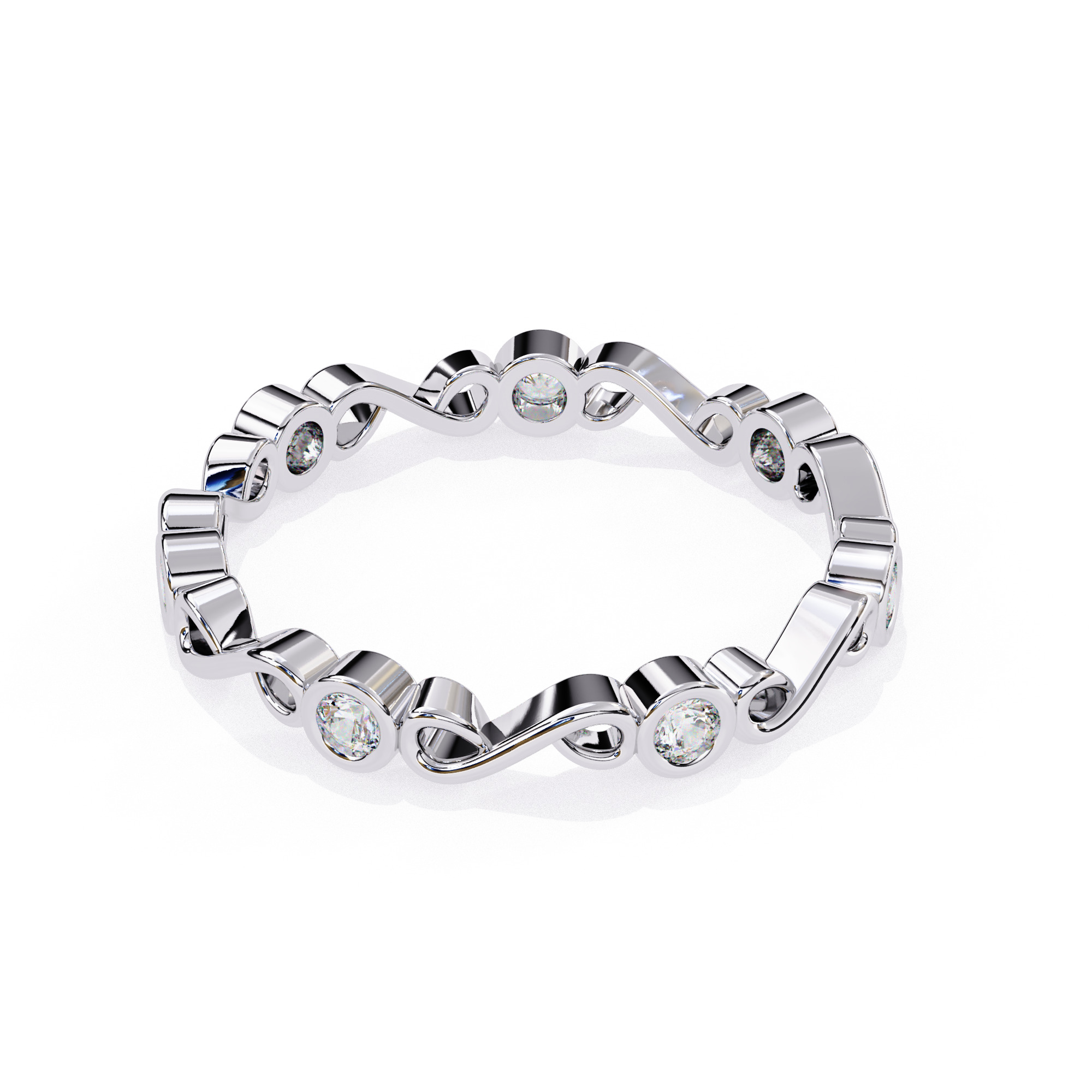 Eternity Diamond Band Ring 360 Animation Renders 3dm stl details 3D print model_13