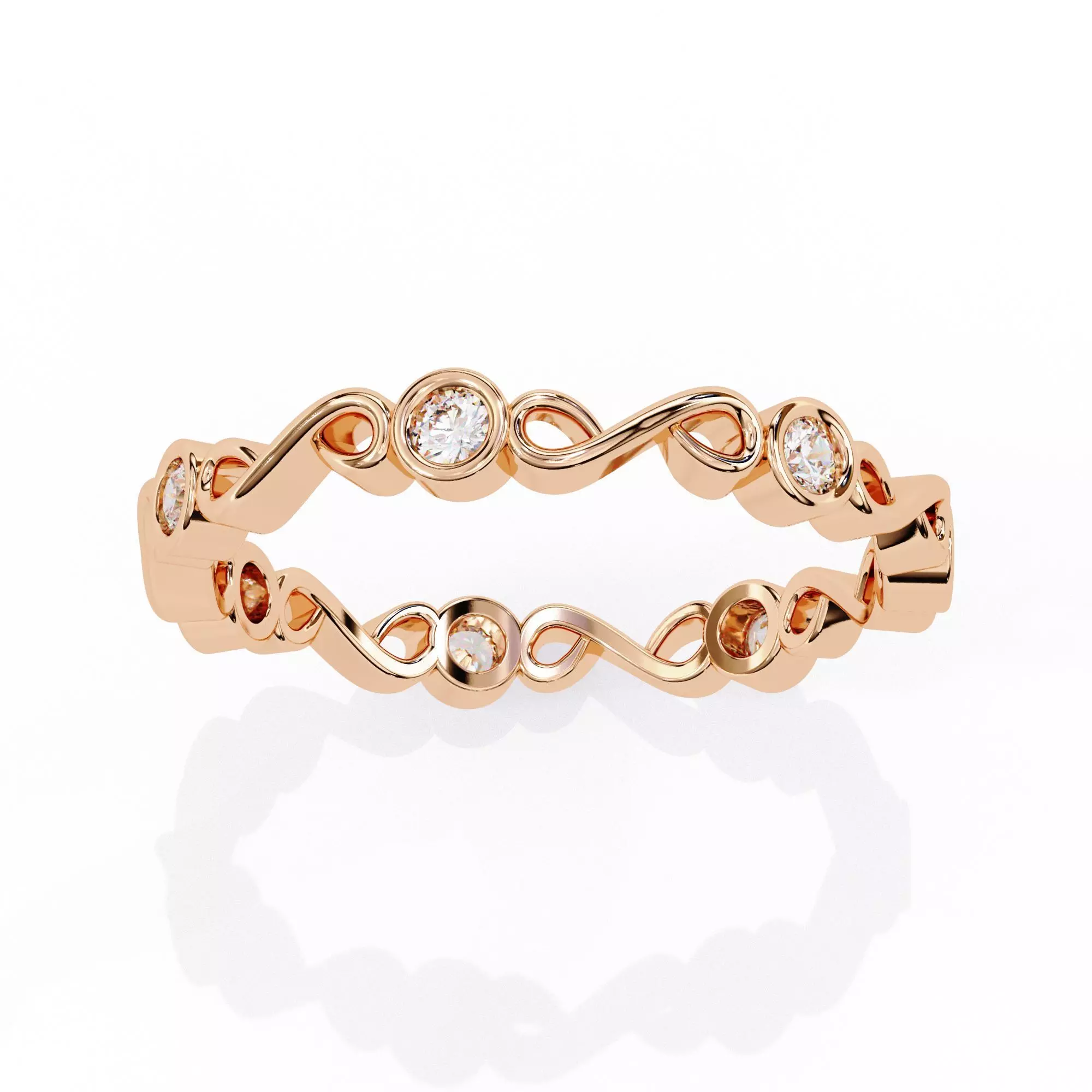 Eternity Diamond Band Ring 360 Animation Renders 3dm stl details 3D print model_0