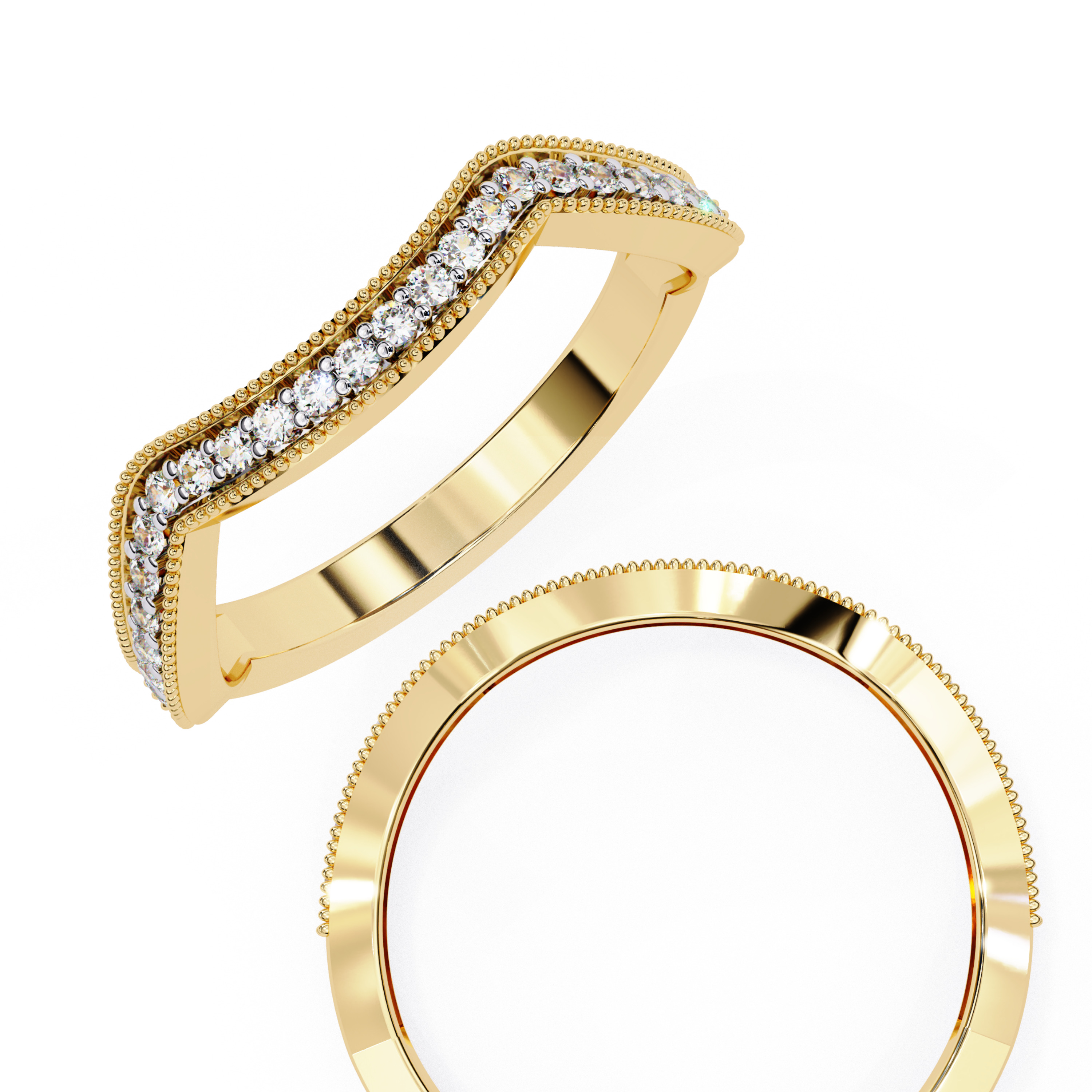 Eternity Diamond Band Ring 360 Animation Renders 3dm stl details 3D print model_3