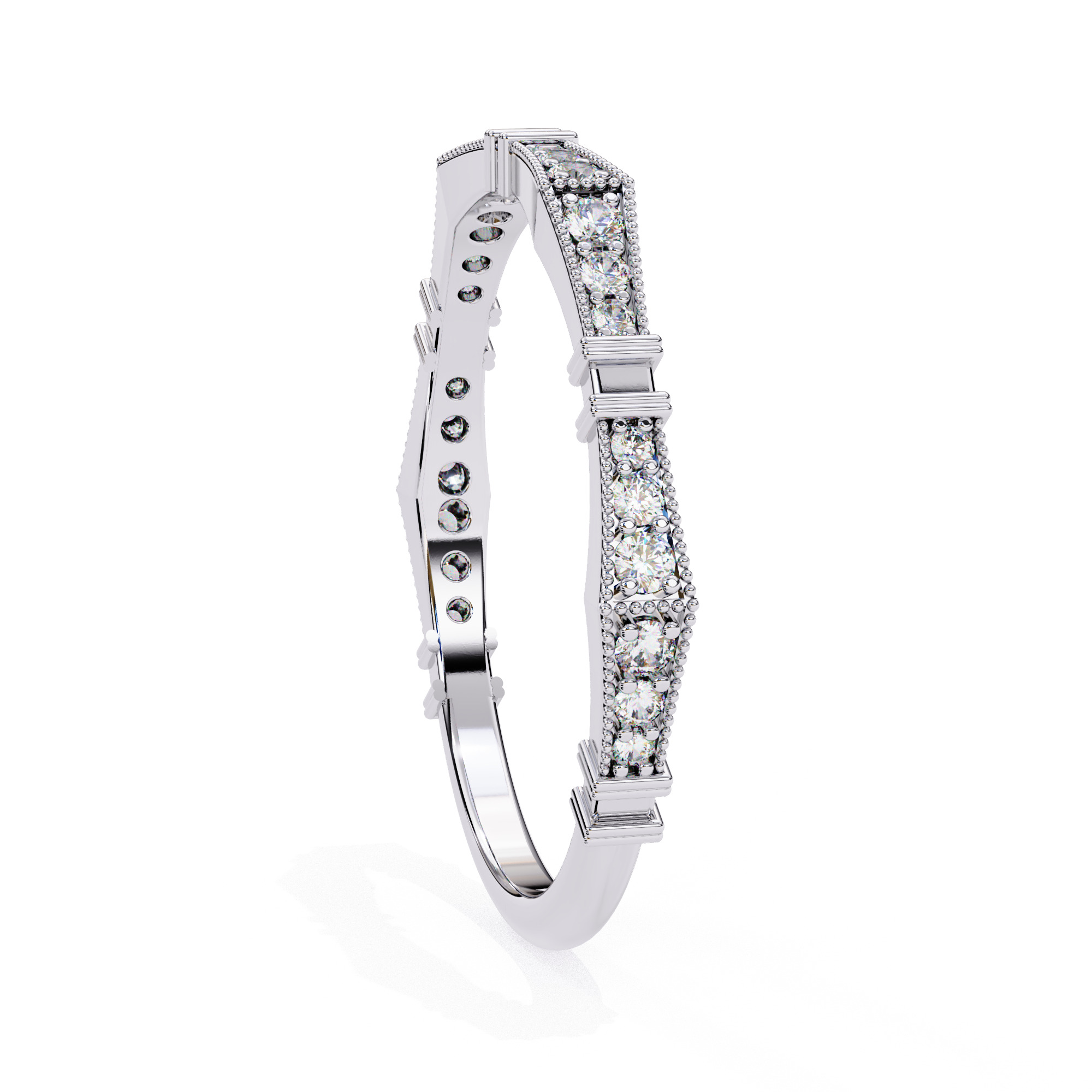 Eternity Diamond Band Ring 360 Animation Renders 3dm stl details 3D print model_14