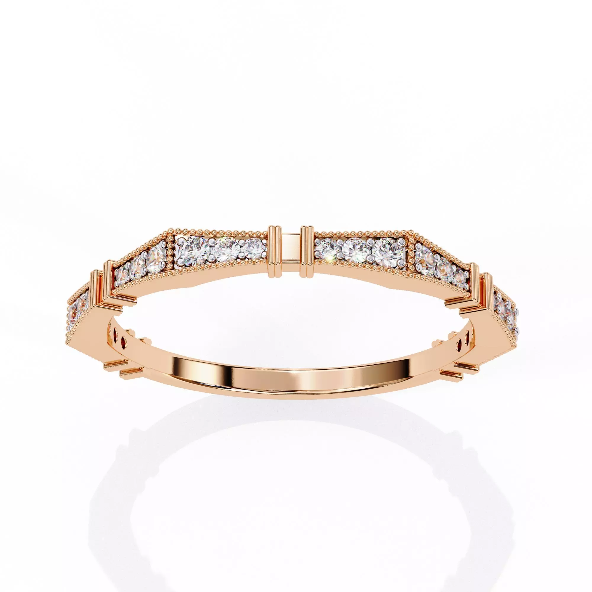 Eternity Diamond Band Ring 360 Animation Renders 3dm stl details 3D print model_0