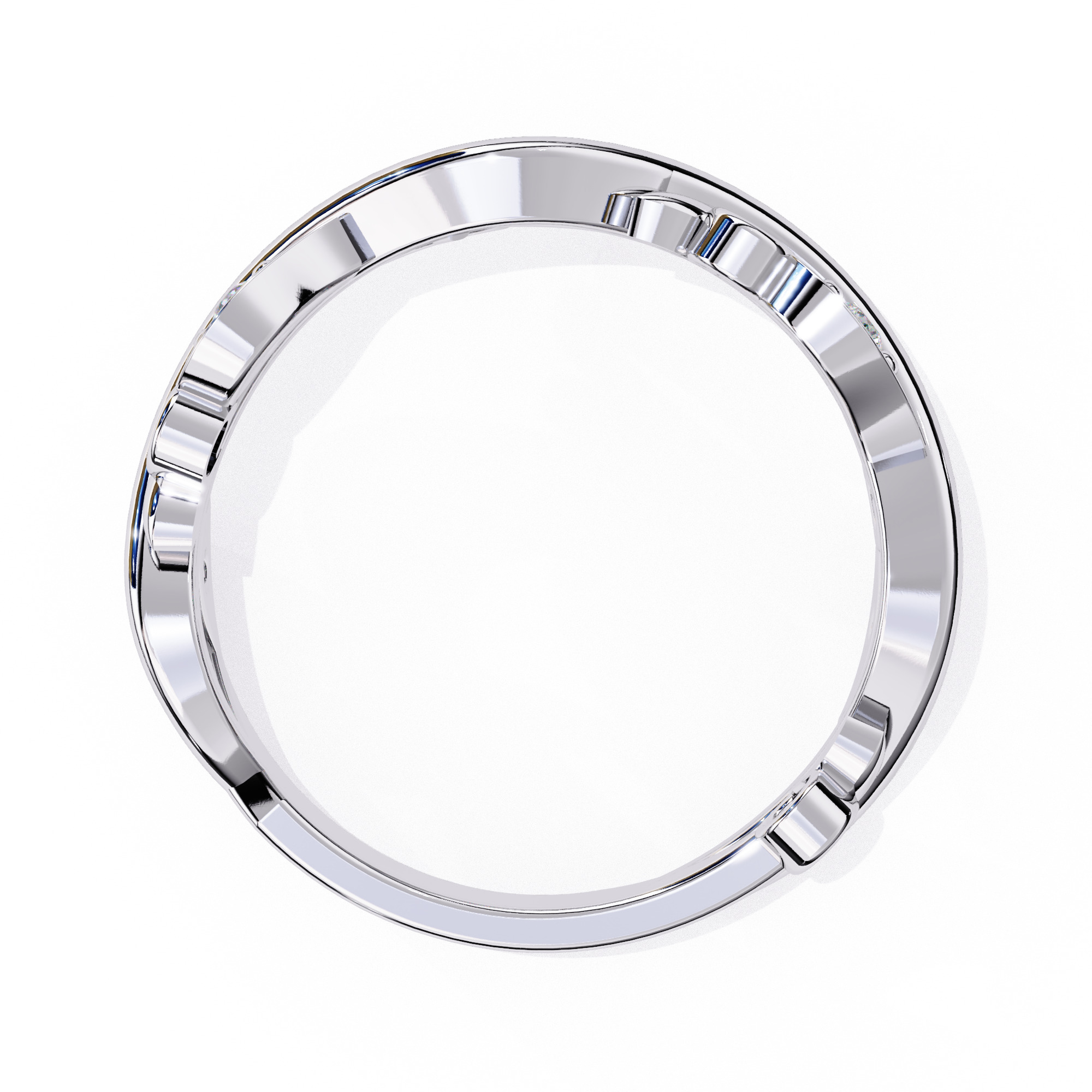 Eternity Diamond Band Ring 360 Animation Renders 3dm stl details 3D print model_13