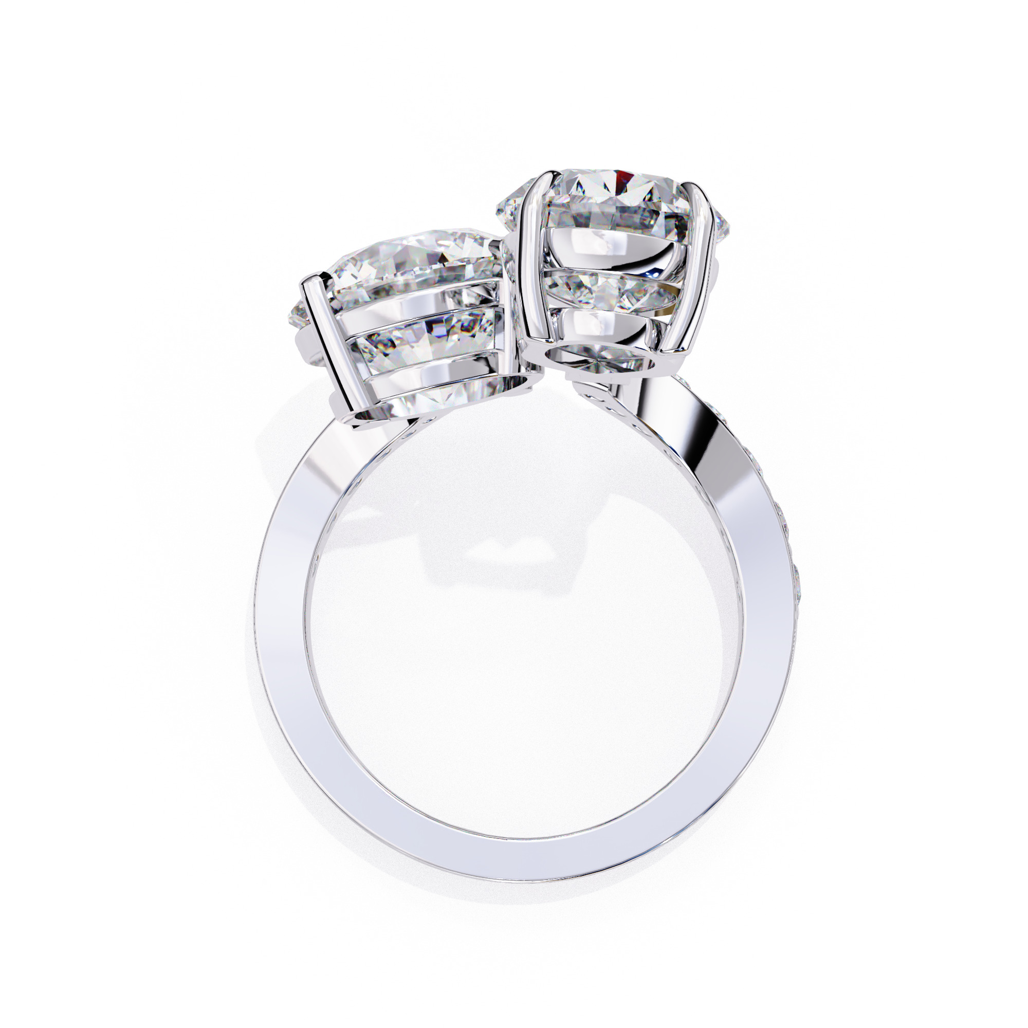 Toi et Moi Solitaire Diamond Ring 360 animation renders 3dm 3D print model_17