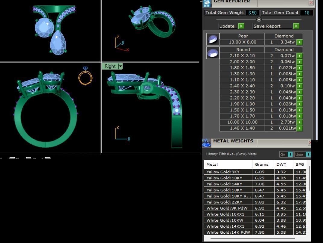 Toi et Moi Solitaire Diamond Ring 360 animation renders 3dm 3D print model_3
