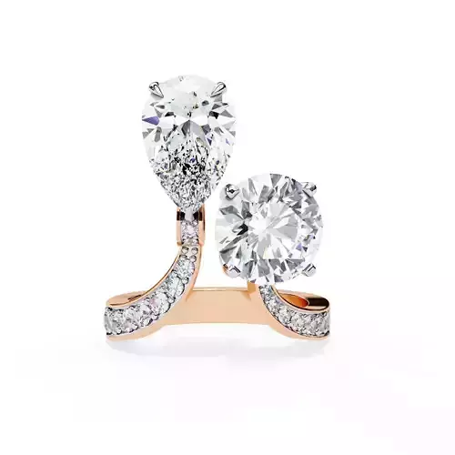 Toi et Moi Solitaire Diamond Ring 360 animation renders 3dm 3D print model