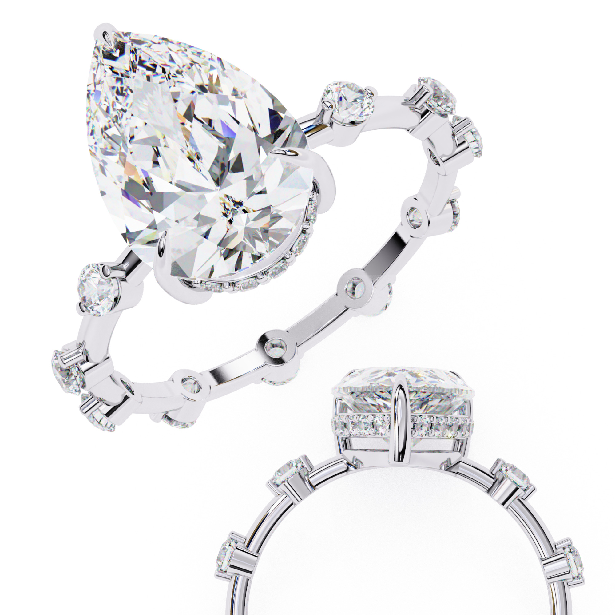 Solitaire Diamond Ring 360 animation renders 3dm stl  3D print model_3