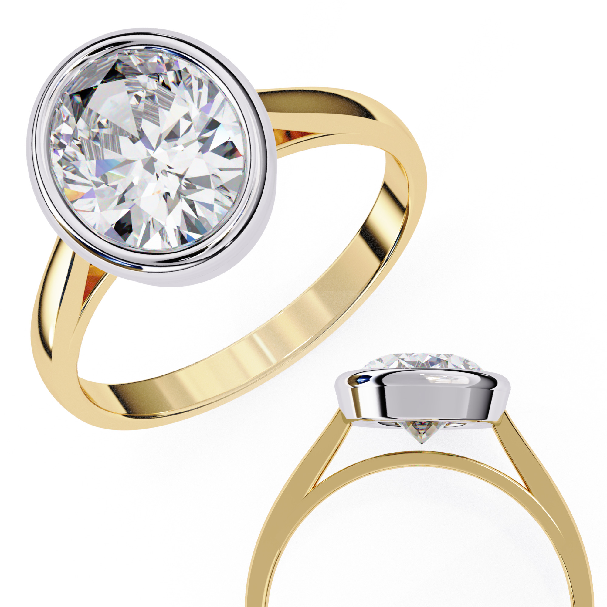 Mono Diamond Solitaire Ring 360 animation renders 3dm stl 3D print model_2