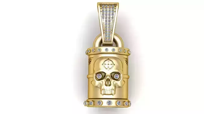 SKULL FACE DESIGN BULLET PENDANT 3D PRINTABLE MODEL
