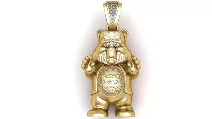 MONSTER PANDA PENDANT 3D PRINTABLE MODEL