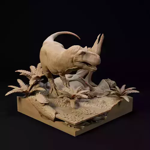 Hell Creek Tyrannosaurus diorama 1-35 scale pre-supported  3D print model