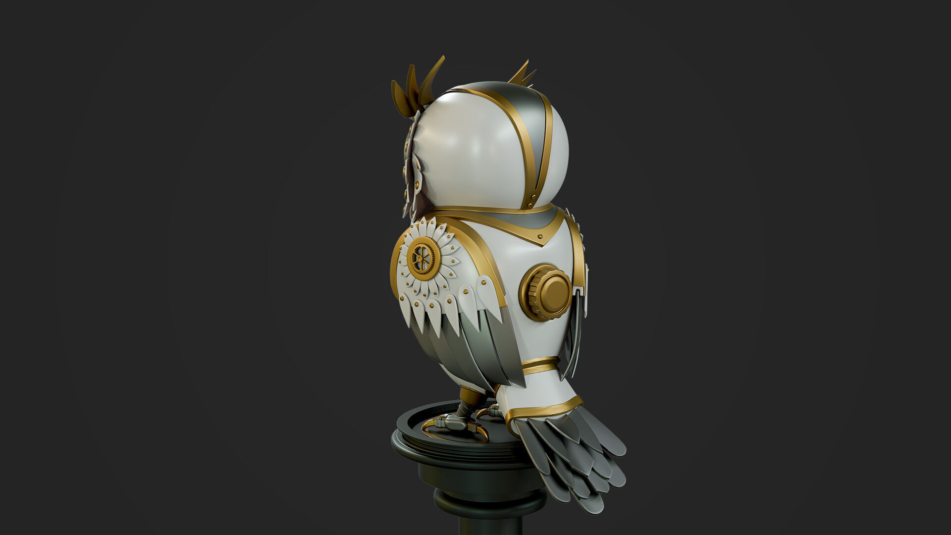 Steampunk Owl Automaton  3D model_3