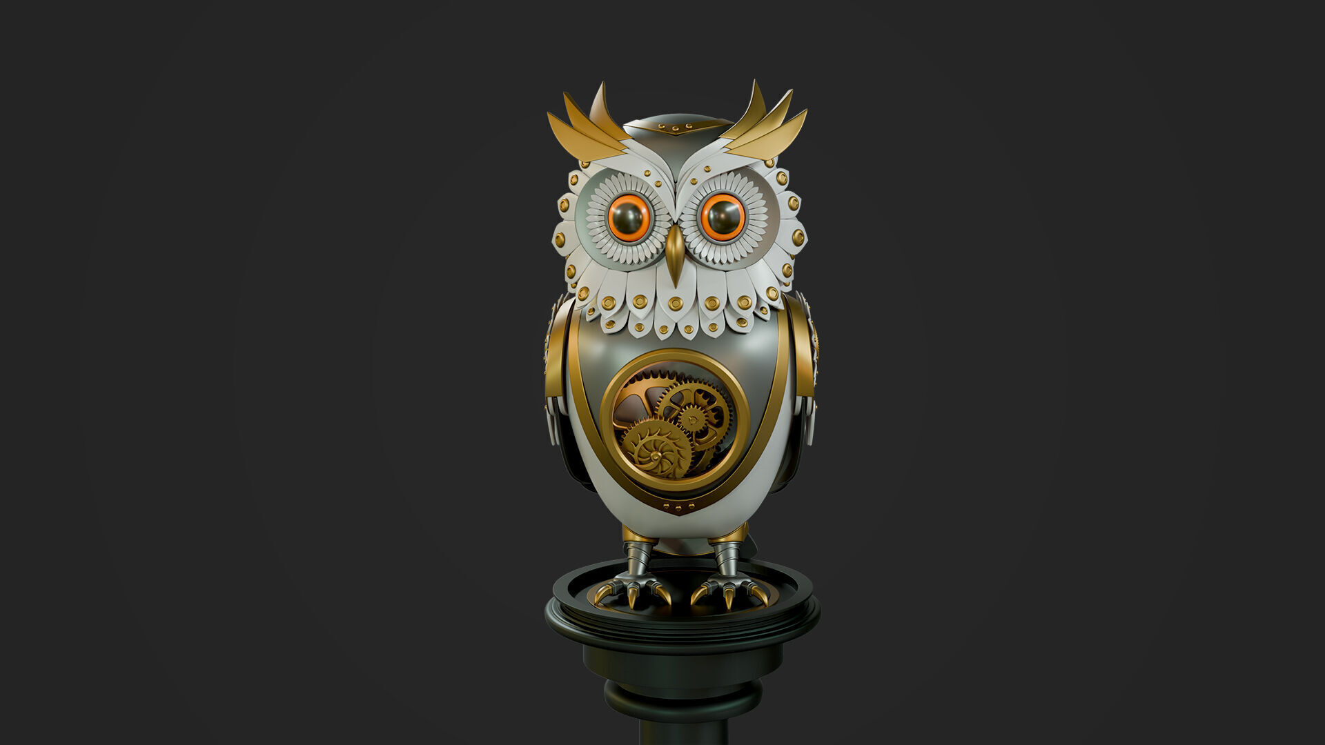 Steampunk Owl Automaton  3D model_1