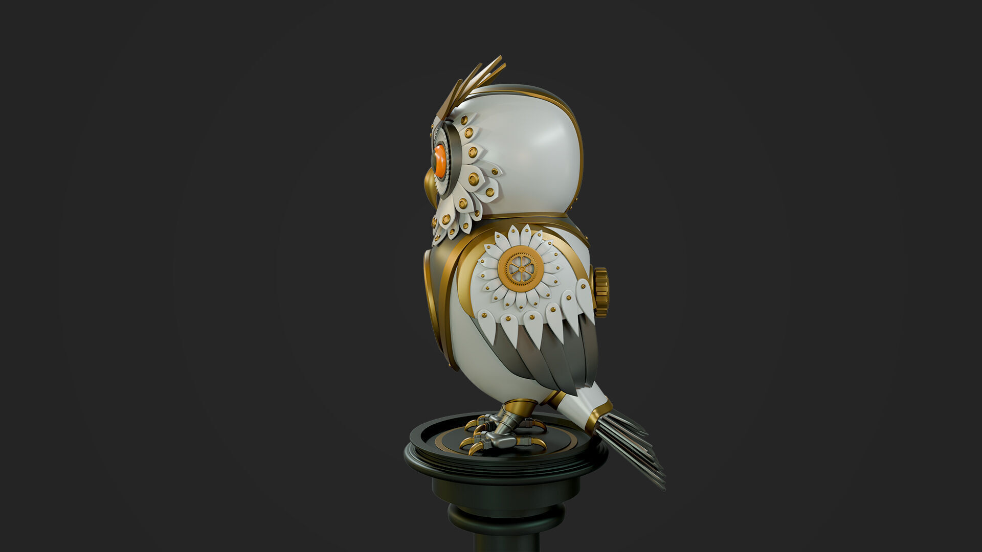 Steampunk Owl Automaton  3D model_2