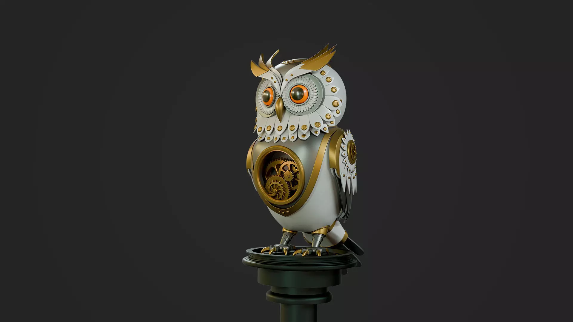 Steampunk Owl Automaton  3D model_0