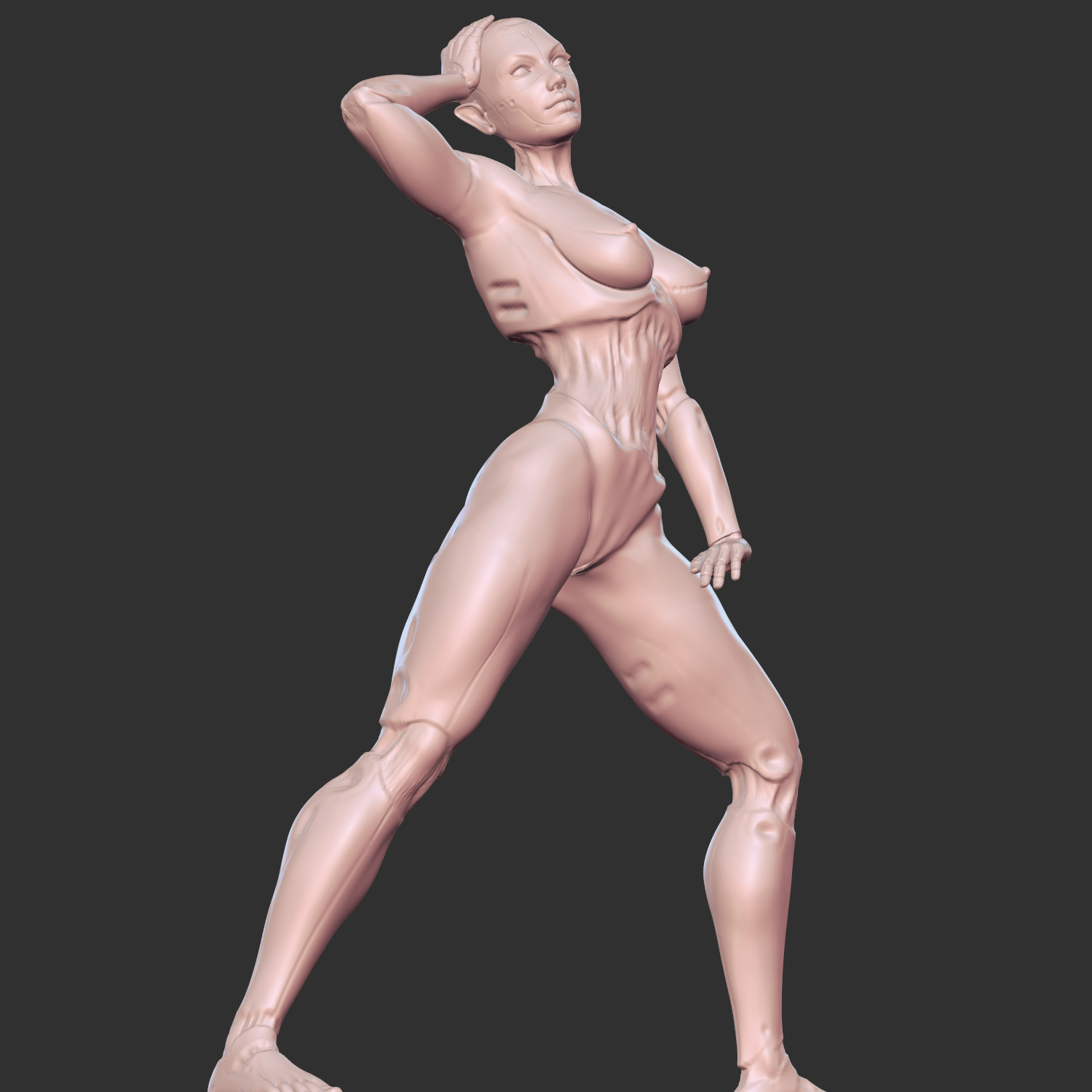 Erotic Sci-Fi Waifu with Robotic Features STL 3D print model_4