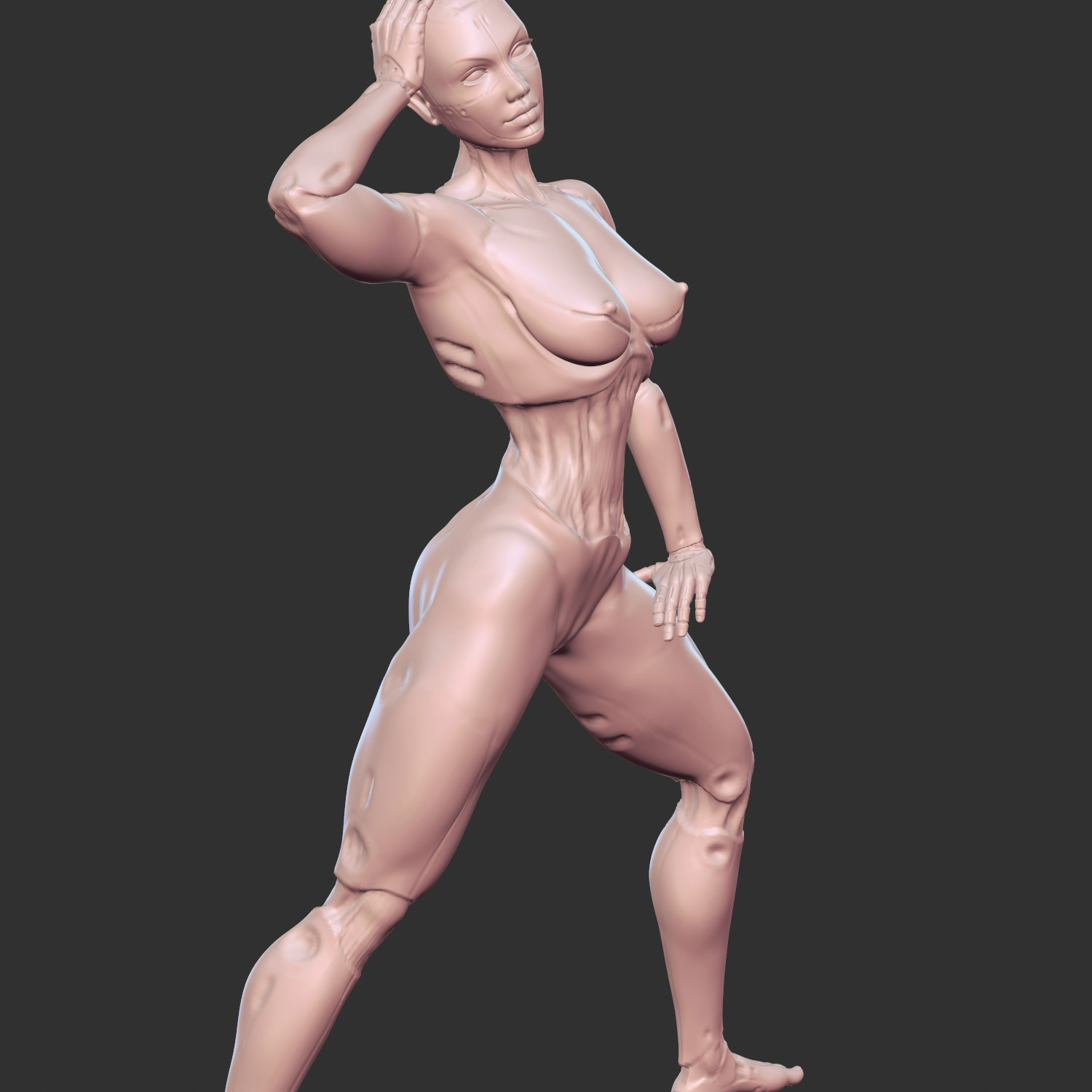 Erotic Sci-Fi Waifu with Robotic Features STL 3D print model_5